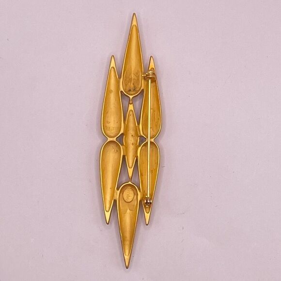 PARK LANE Modernistic Satin Matte Gold Tone Brooch Vintage 4” Wide - Picture 5 of 8
